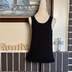 Michael Kors Elegant Black Sleeveless Ruffled Top